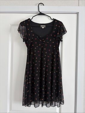 See You Monday Black Floral V-Neck A-Line Dress